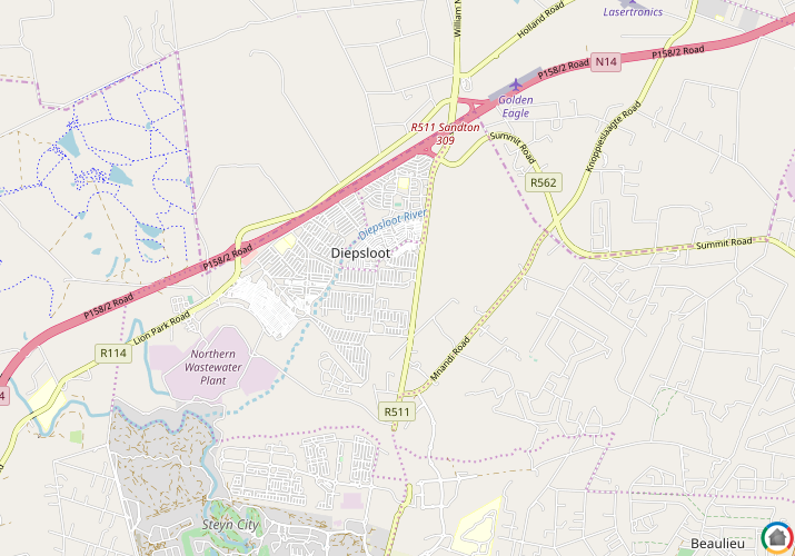 Map location of Tanganani, Diepsloot